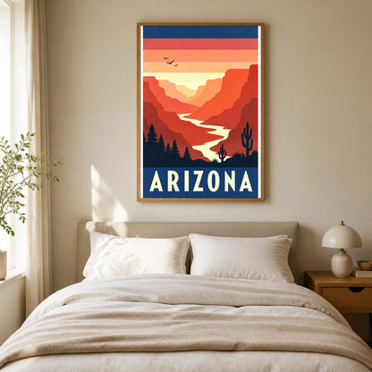 Arizona Vintage Travel Poster, Desert Canyon Wall Art