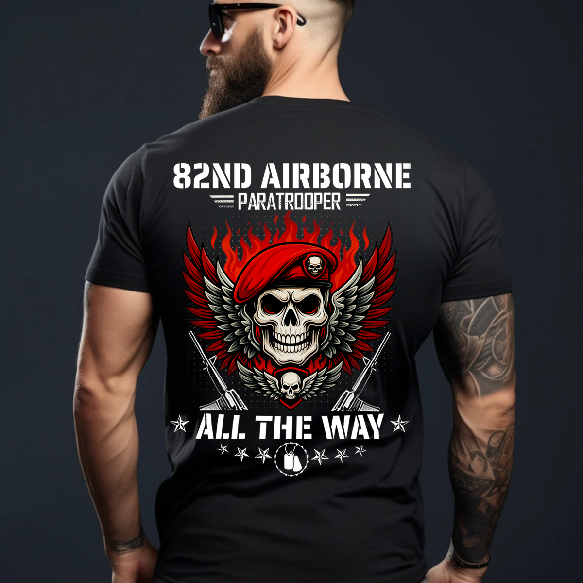 82nd Airborne Paratrooper T-Shirt – All The Way Military Veteran Tee, Gift For Veteran
