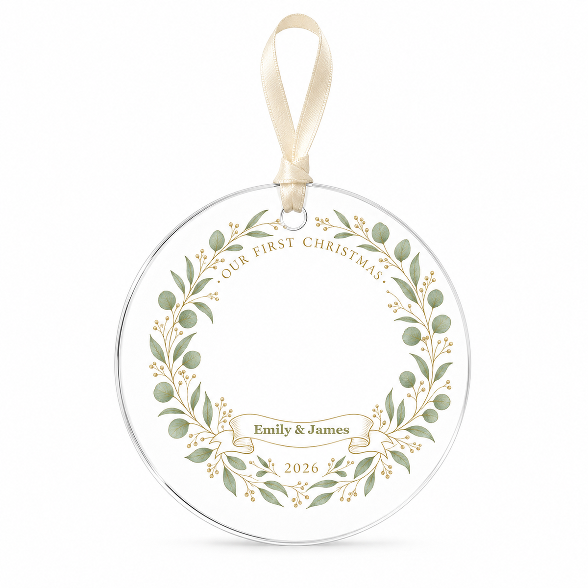 monogram wreath glass ornament mockup