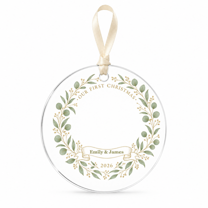 monogram wreath glass ornament mockup