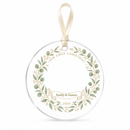 monogram wreath glass ornament mockup