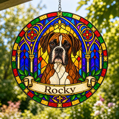 Boxer Memorial Suncatcher - Rainbow Bridge Pet Keepsake