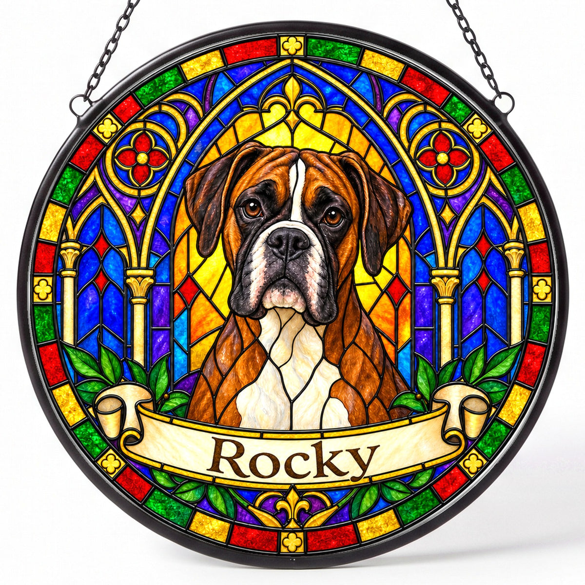 Boxer Memorial Suncatcher - Rainbow Bridge Pet Keepsake
