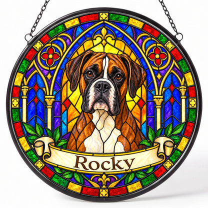Boxer Memorial Suncatcher - Rainbow Bridge Pet Keepsake
