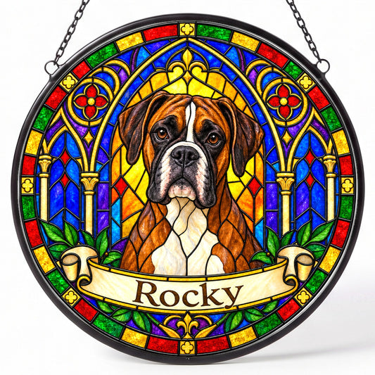 Boxer Memorial Suncatcher - Rainbow Bridge Pet Keepsake