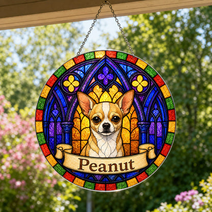 Chihuahua Memorial Suncatcher - Rainbow Bridge Pet Keepsake