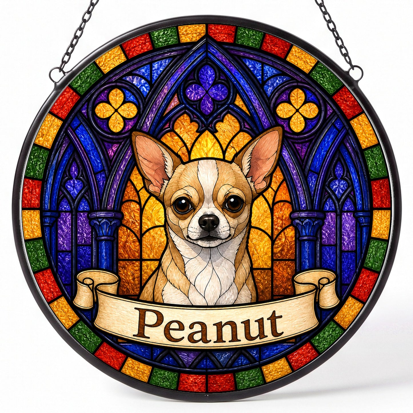 Chihuahua Memorial Suncatcher - Rainbow Bridge Pet Keepsake