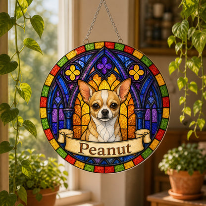 Chihuahua Memorial Suncatcher - Rainbow Bridge Pet Keepsake