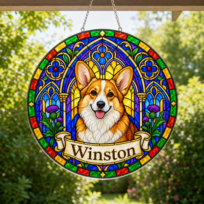 Corgi Memorial Suncatcher - Rainbow Bridge Pet Keepsake
