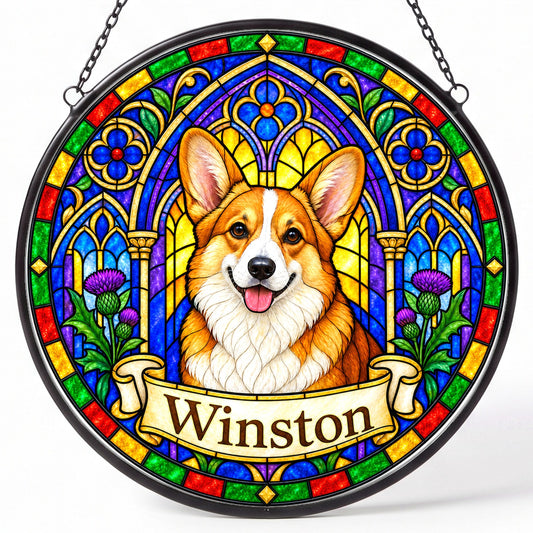 Corgi Memorial Suncatcher - Rainbow Bridge Pet Keepsake