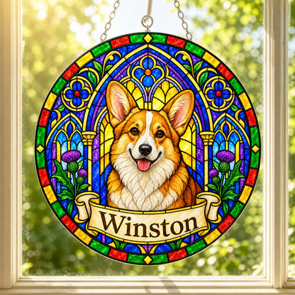 Corgi Memorial Suncatcher - Rainbow Bridge Pet Keepsake