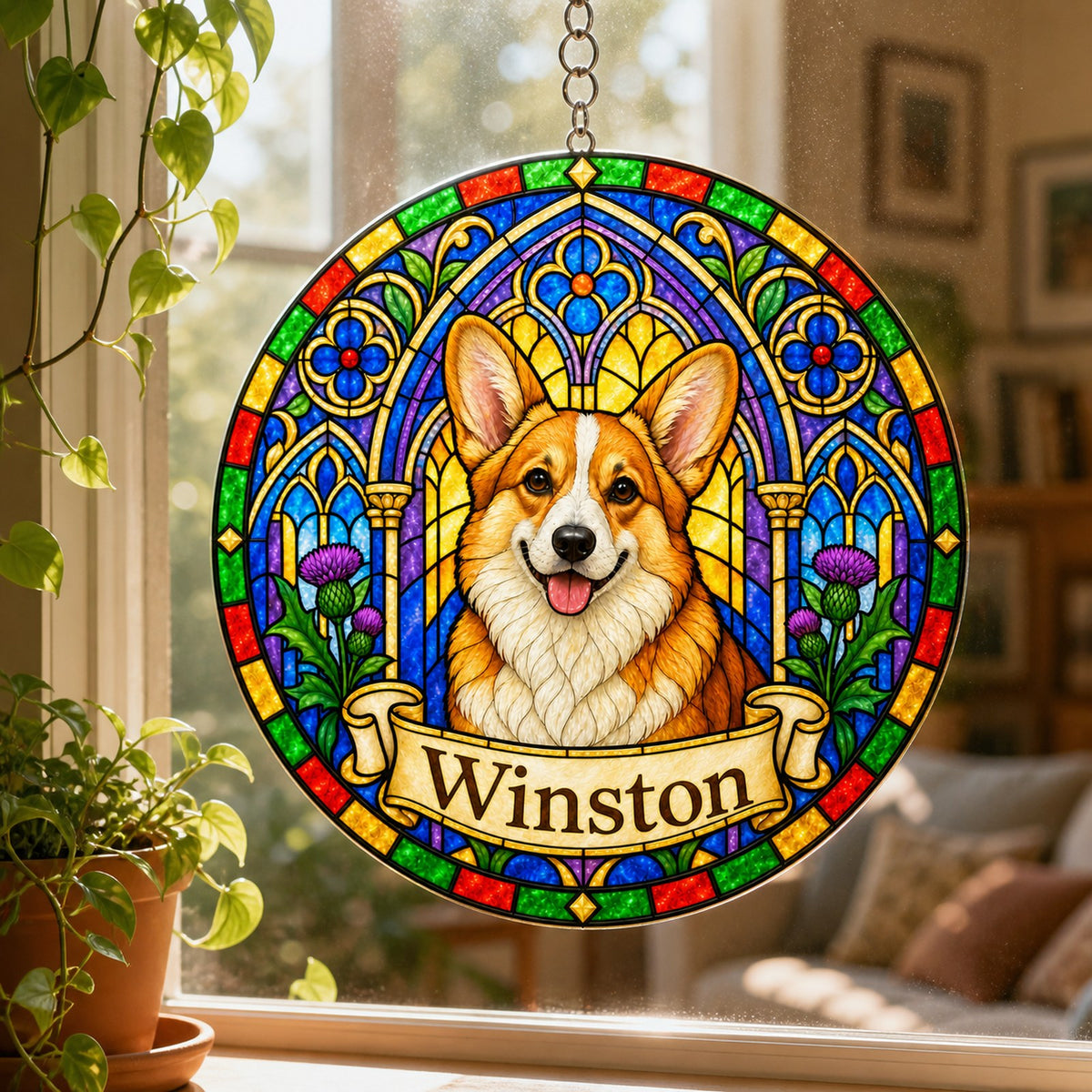 Corgi Memorial Suncatcher - Rainbow Bridge Pet Keepsake