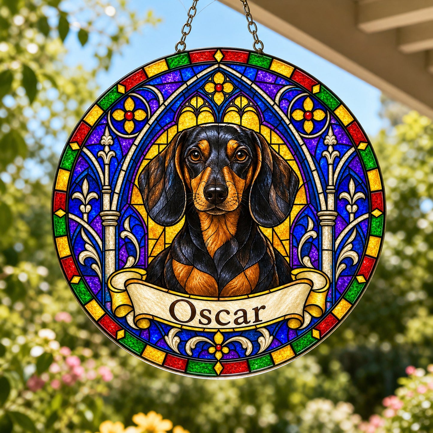 Dachshund Memorial Suncatcher - Rainbow Bridge Pet Keepsake