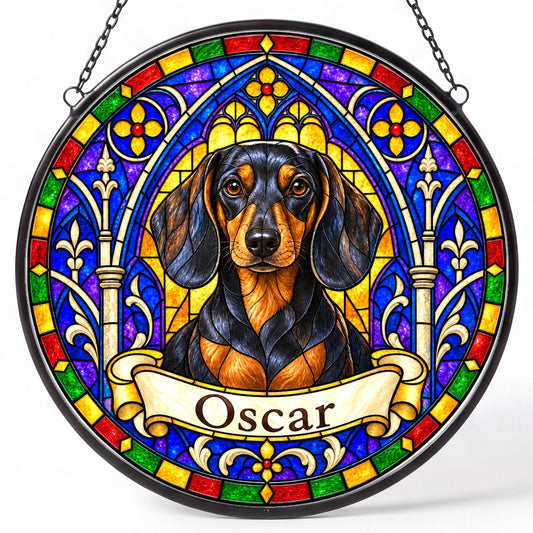 Dachshund Memorial Suncatcher - Rainbow Bridge Pet Keepsake