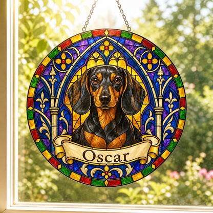 Dachshund Memorial Suncatcher - Rainbow Bridge Pet Keepsake