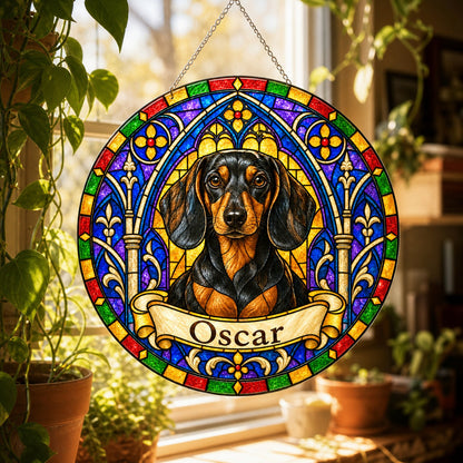 Dachshund Memorial Suncatcher - Rainbow Bridge Pet Keepsake