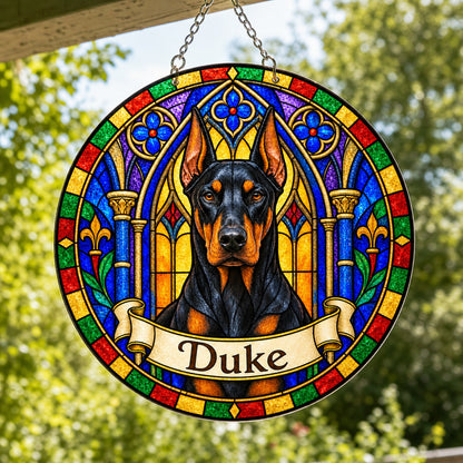 Doberman Memorial Suncatcher - Rainbow Bridge Pet Keepsake