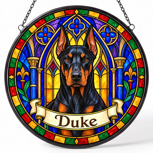 Doberman Memorial Suncatcher - Rainbow Bridge Pet Keepsake