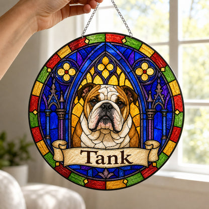 Englishbulldog Memorial Suncatcher - Rainbow Bridge Pet Keepsake