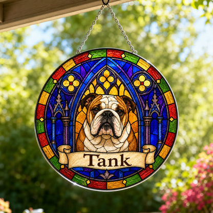 Englishbulldog Memorial Suncatcher - Rainbow Bridge Pet Keepsake