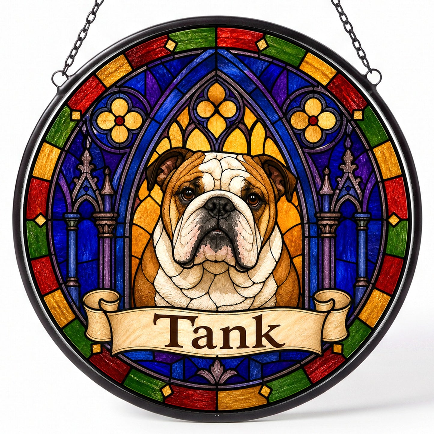 Englishbulldog Memorial Suncatcher - Rainbow Bridge Pet Keepsake