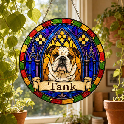 Englishbulldog Memorial Suncatcher - Rainbow Bridge Pet Keepsake