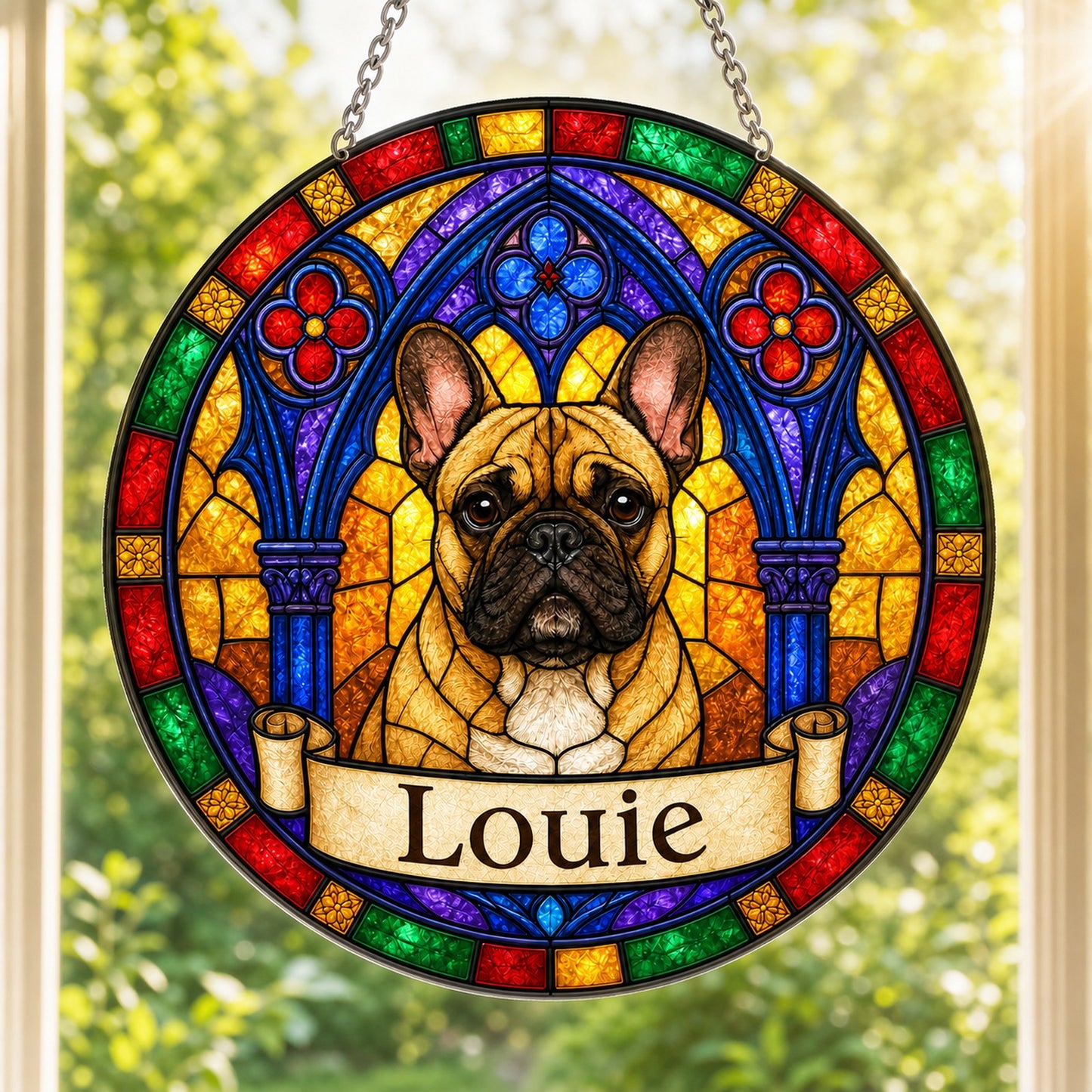 Frenchbulldog Memorial Suncatcher - Rainbow Bridge Pet Keepsake