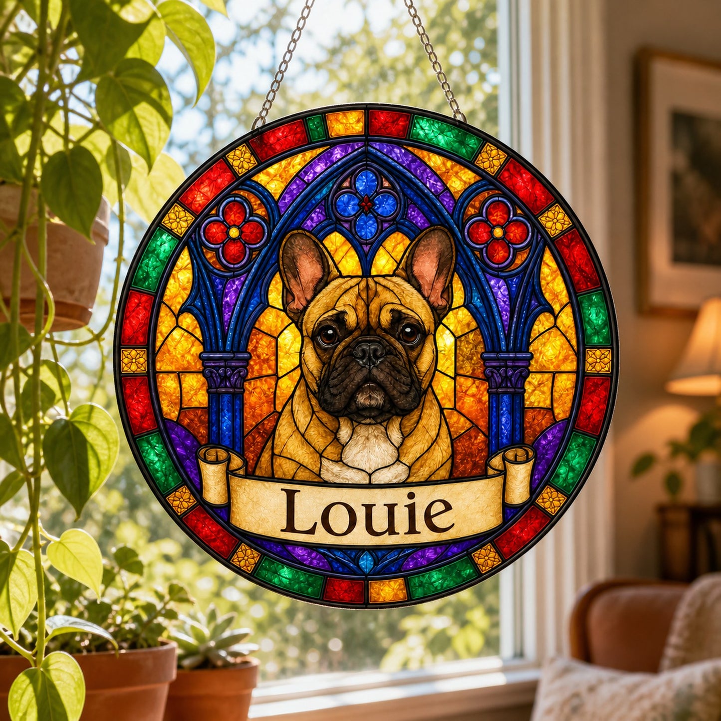 Frenchbulldog Memorial Suncatcher - Rainbow Bridge Pet Keepsake