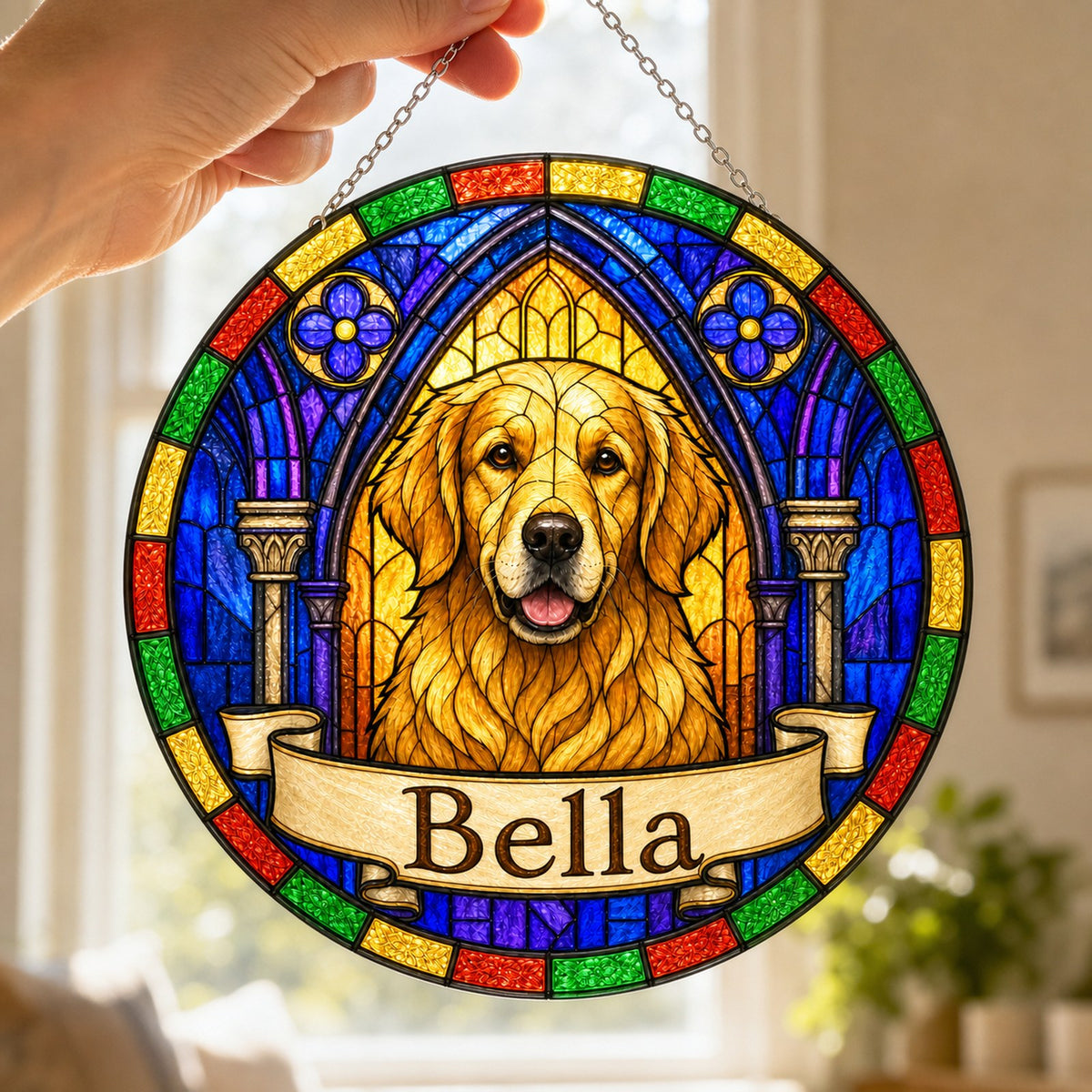 Goldenretriever Memorial Suncatcher - Rainbow Bridge Pet Keepsake