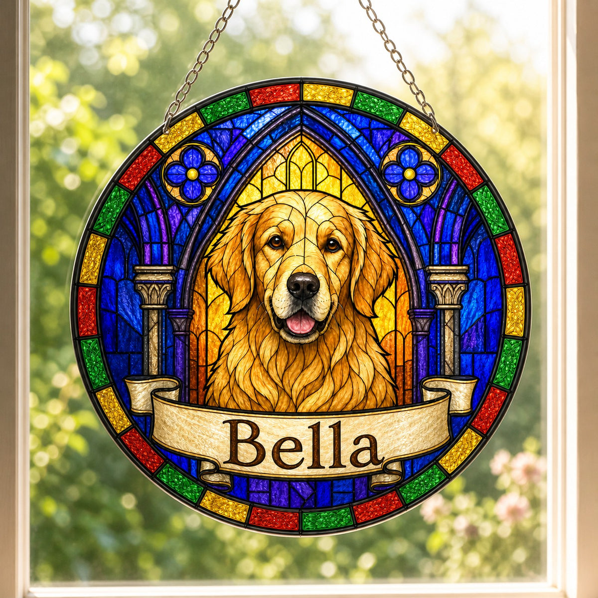 Goldenretriever Memorial Suncatcher - Rainbow Bridge Pet Keepsake