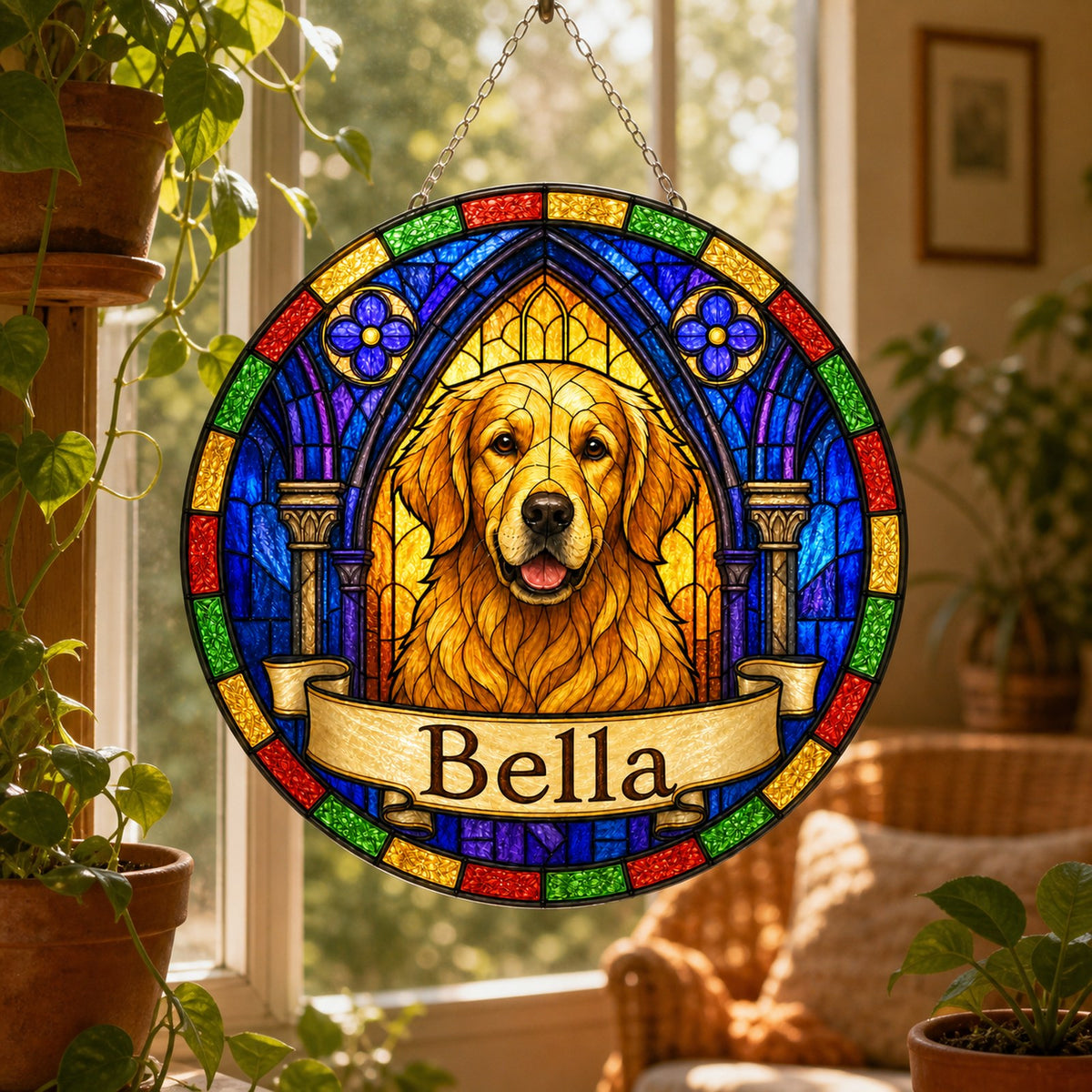 Goldenretriever Memorial Suncatcher - Rainbow Bridge Pet Keepsake