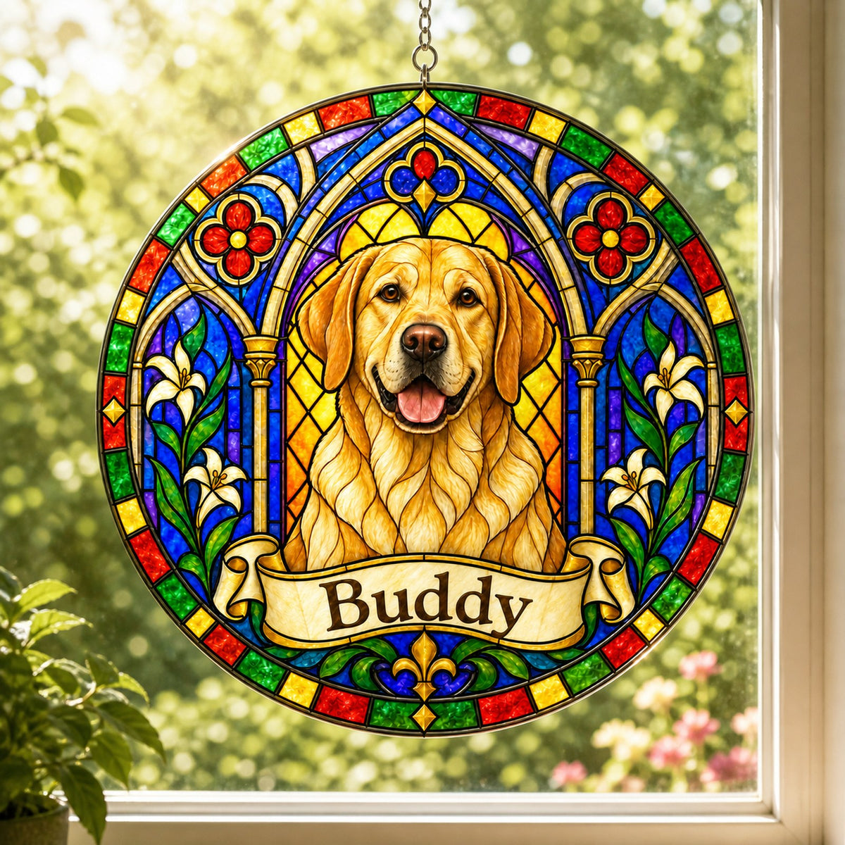 Labrador Memorial Suncatcher - Rainbow Bridge Pet Keepsake
