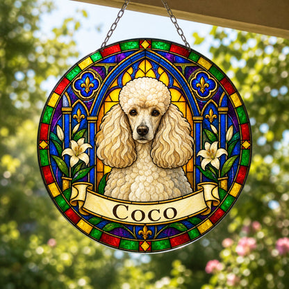 Poodle Memorial Suncatcher - Rainbow Bridge Pet Keepsake