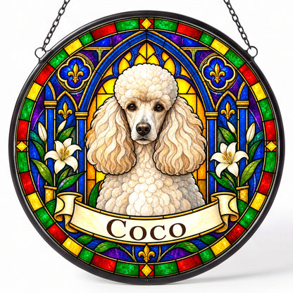 Poodle Memorial Suncatcher - Rainbow Bridge Pet Keepsake