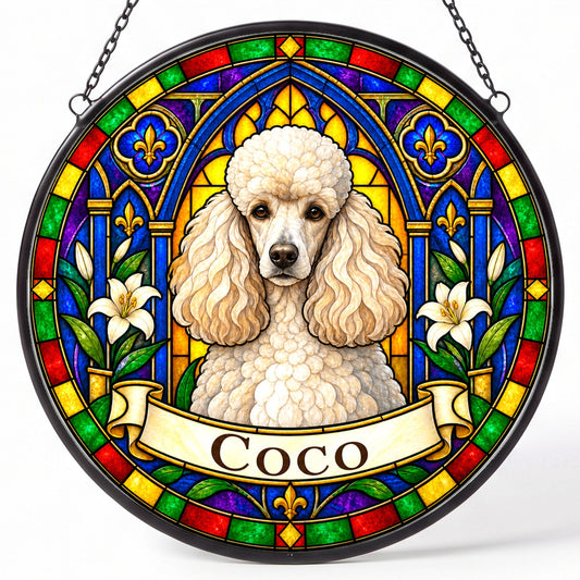 Poodle Memorial Suncatcher - Rainbow Bridge Pet Keepsake
