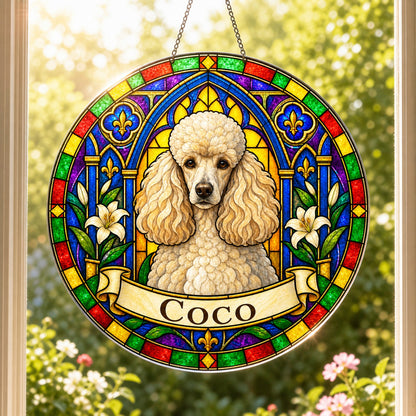 Poodle Memorial Suncatcher - Rainbow Bridge Pet Keepsake