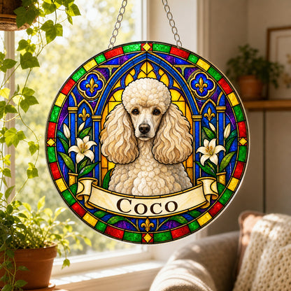 Poodle Memorial Suncatcher - Rainbow Bridge Pet Keepsake