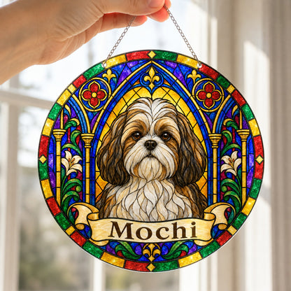 Shihtzu Memorial Suncatcher - Rainbow Bridge Pet Keepsake