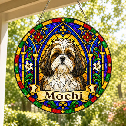 Shihtzu Memorial Suncatcher - Rainbow Bridge Pet Keepsake