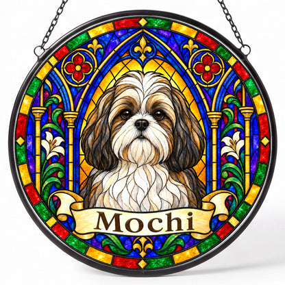 Shihtzu Memorial Suncatcher - Rainbow Bridge Pet Keepsake