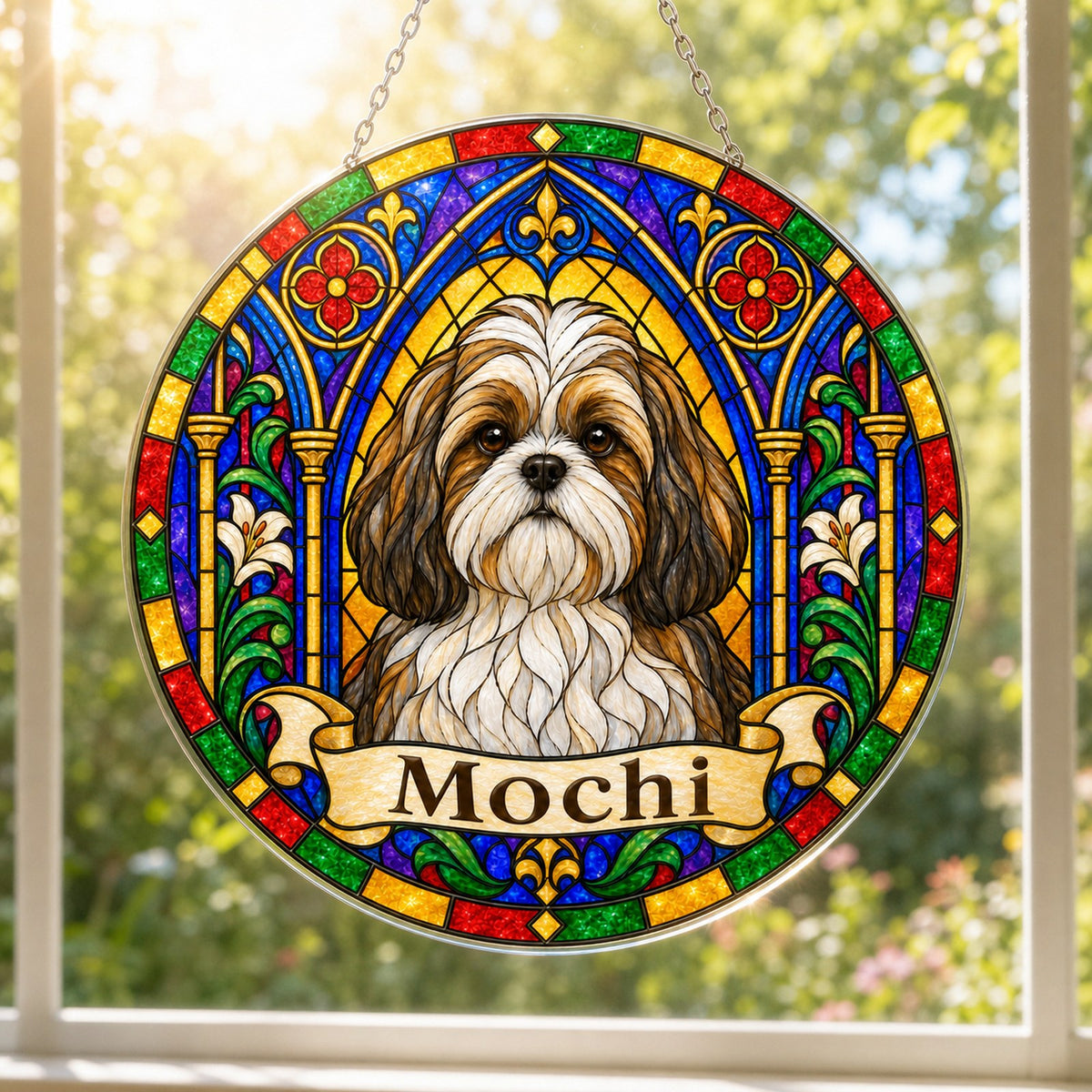 Shihtzu Memorial Suncatcher - Rainbow Bridge Pet Keepsake