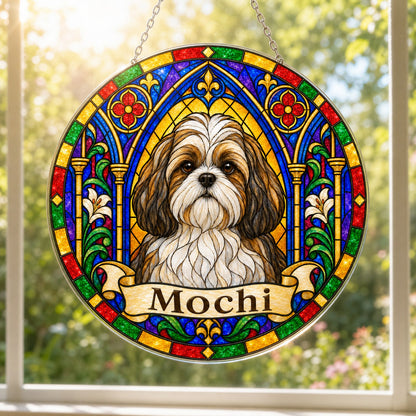 Shihtzu Memorial Suncatcher - Rainbow Bridge Pet Keepsake