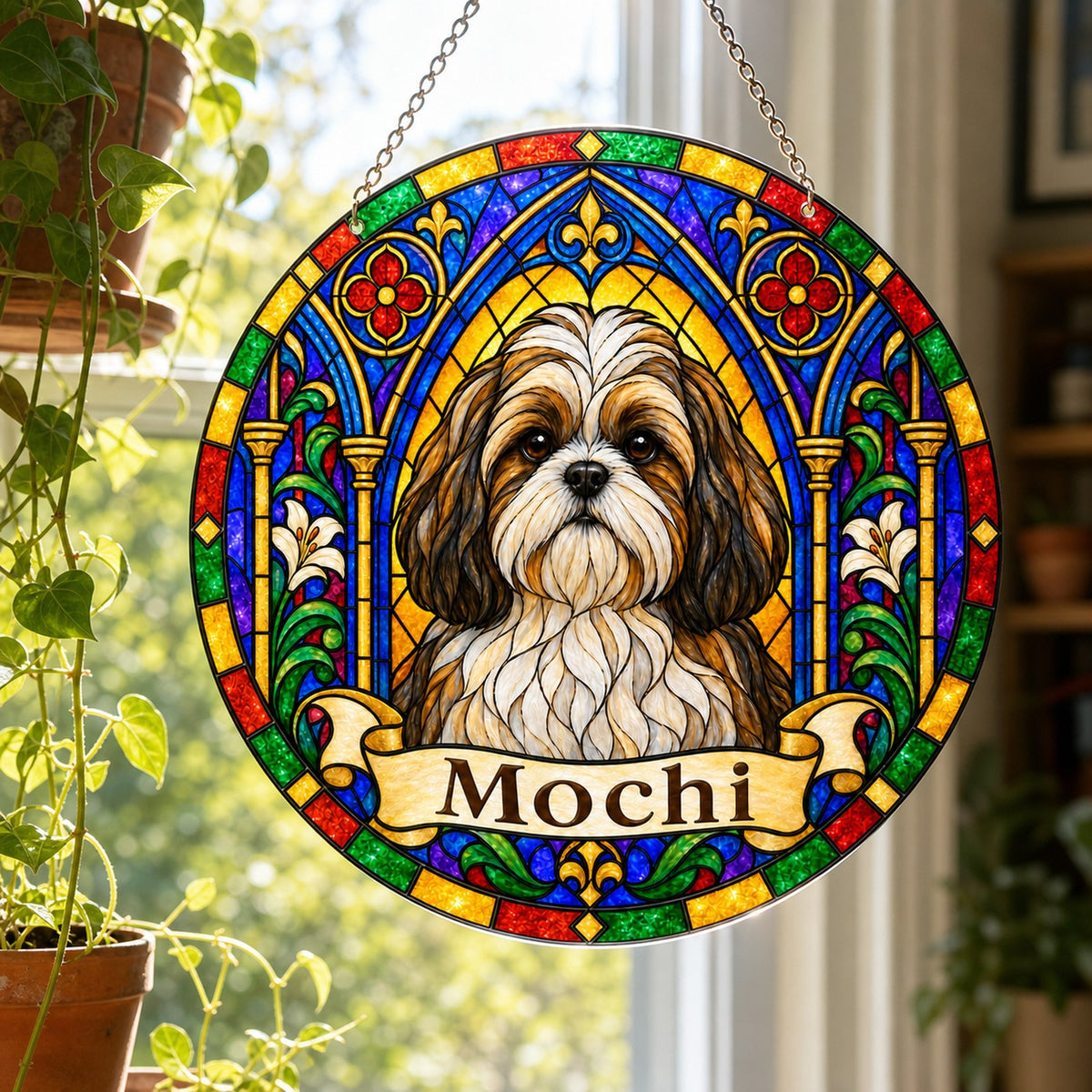 Shihtzu Memorial Suncatcher - Rainbow Bridge Pet Keepsake