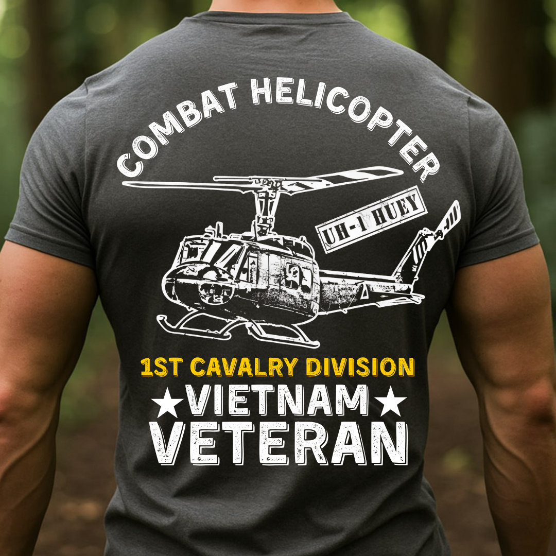 1st Cavalry Division Vietnam Veteran Shirt– UH-1 Huey Combat Helicopter Design, Gift for Veterans Day