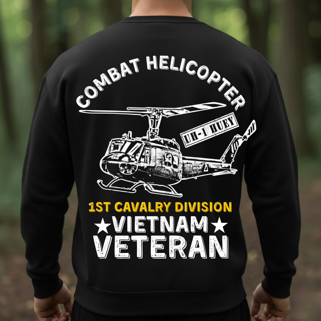 1st Cavalry Division Vietnam Veteran Shirt– UH-1 Huey Combat Helicopter Design, Gift for Veterans Day