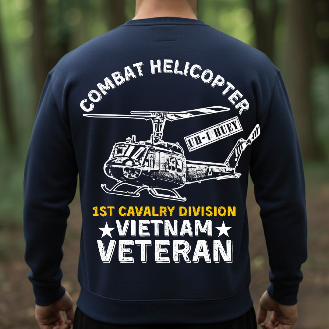 1st Cavalry Division Vietnam Veteran Shirt– UH-1 Huey Combat Helicopter Design, Gift for Veterans Day