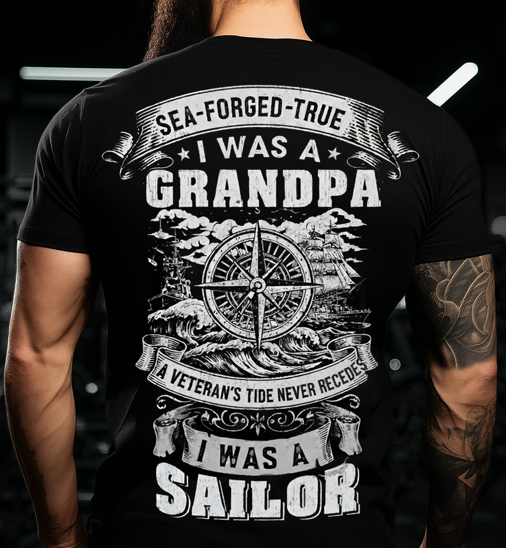 Navy Veteran Sailor T-Shirt - Proud Grandpa/Dad Gift - Veteran's Tide Will Never Recedes