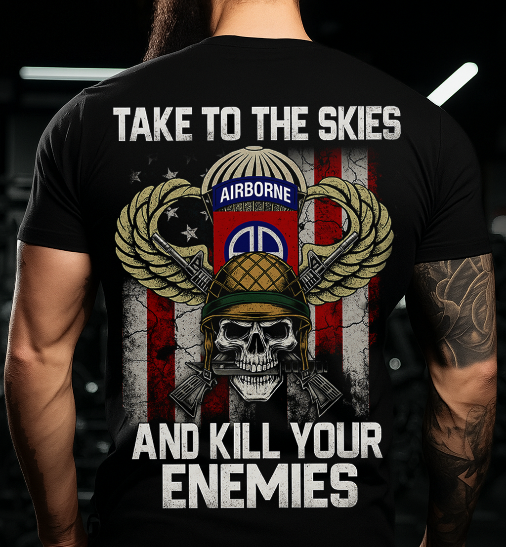 Take to the Skies Airborne T-Shirt – U.S. Army Paratrooper Veteran Shirt for Dad, Husband, or Grandpa
