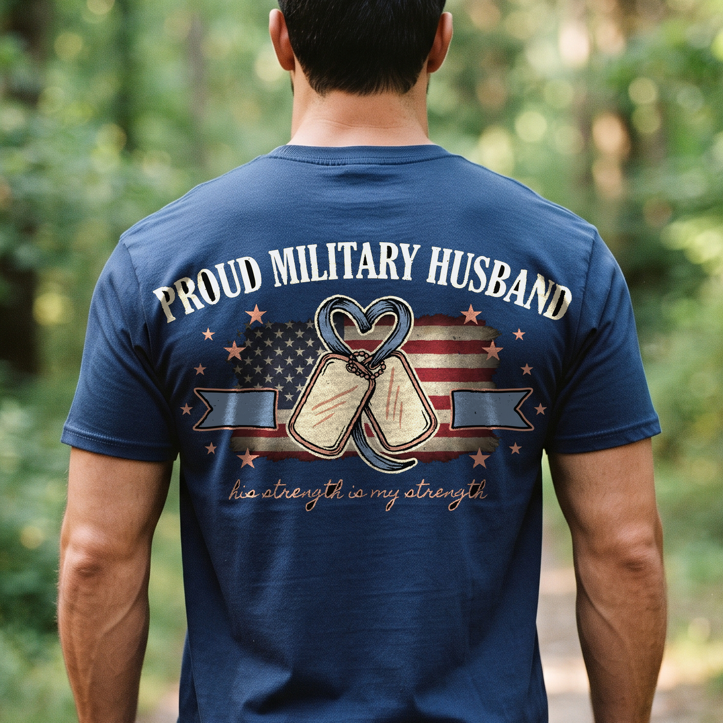 "Proud Military Husband" T-Shirt – Military Family Pride Gift for Wife Mom Husband