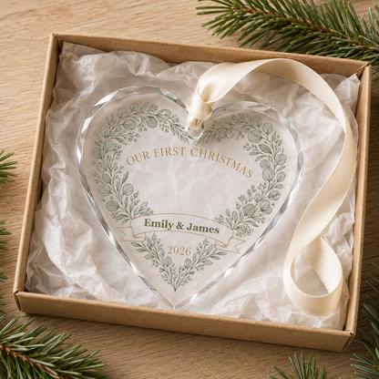 heart monogram wreath glass ornament mockup